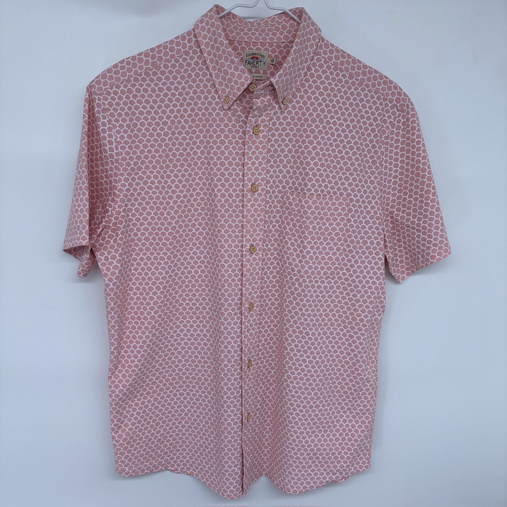 Pink Faherty Fish Scale Pattern Short Sleeve Casu… - image 2